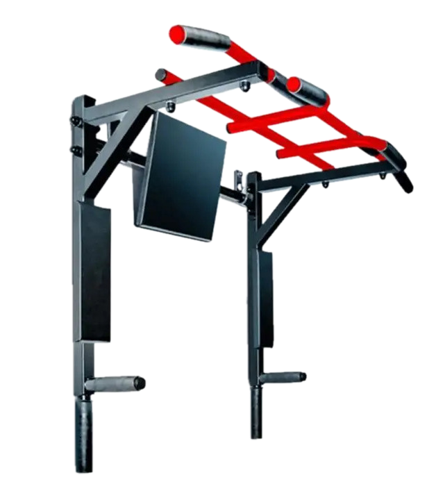 Турник-брусья 3 в 1 ЦЕНТРЛ СПОРТ черно красный с черными ручками разборный Aktiv